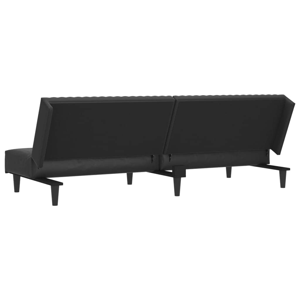 Sofá cama genérico de 2 plazas, color negro, piel sintética convertible en cama doble, respaldo abatible, marco de madera resistente, revestimiento de piel sintética suave y fácil de limpiar, ideal