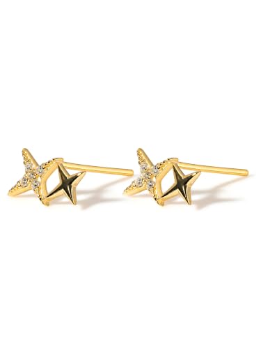 Image of S925 Sterling Silver Earrings, Hypoallergenic Stud for Women & Men | Minimalist Dainty Design, Solid 925 Sterling Silver or with 18K Gold Plate, Daily /Party Wear, Birthday Gift, Silver or Gold