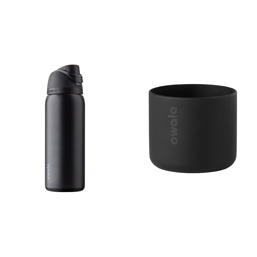 Owala FreeSip 32oz Very Dark Bottle & Silicone Boot Bundle