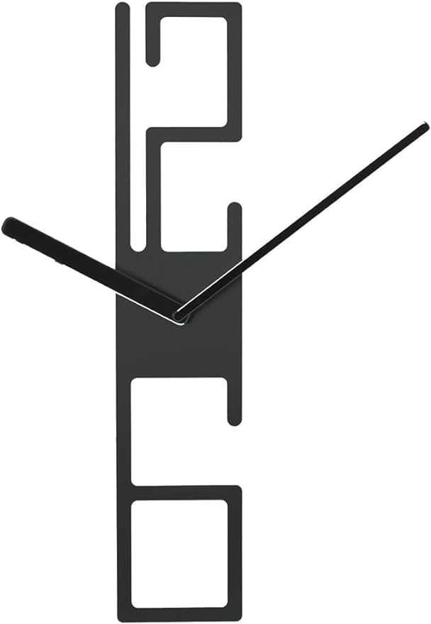 Wall Clock, Vertical 3D Design, Black, Contemporary Decorative Clock for Living Room