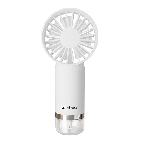 Image of Lifelong Mini Hand Fan with Mist Function | 3 Speed Settings, Mist Spray, 4000 RPM | Type-C Charging, 2.5W BLDC Motor, 500mAh Battery | Handheld Portable Fan with Water Tank | Compact & Lightweight
