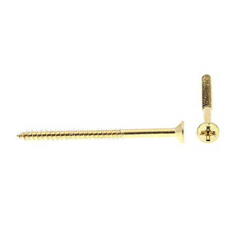 Tornillos para madera PRIME-LINE 9034864, cabeza plana, Phillips, #6 X 2 pulgadas, latón macizo (paquete de 50) miniatura 2