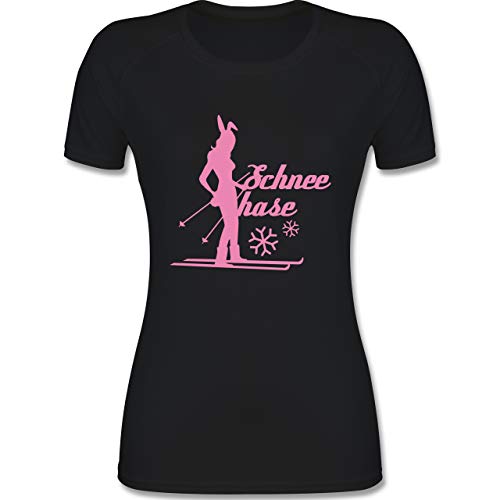 Wintersport - Ski Schneehase - M - Schwarz - sexy - F355 - atmungsaktives Funktionsshirt für Damen