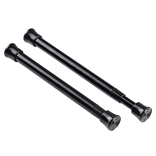 KXLIFE 2 Pack Small Spring Tension Curtain Rod 7.5 to 11.5 Inch, Thin Tension Rod No Drill for Window Cupboard Closet, Black