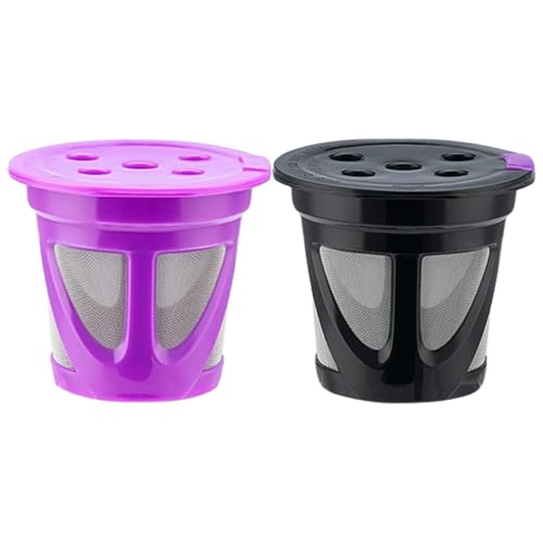 NIYANGLE Filtros de Café Reutilizables 2 Piezas Cápsulas de Café Compatibles Cesta de Filtro para Espresso Materiales Duraderos en Colores Púrpura y Negro Accesorios para Cafetera