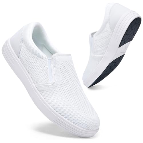 konhill Men's Slip on Shoes, Casual Breathable Boat Sneakers with Arch Support Lightweight Mesh Beach Loafers for Driving Walking Skate