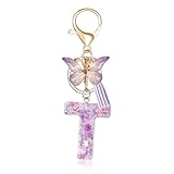 Fmeida Initial Letter Keychains Cute Key Chain for Women Girls Shining Key chains for Car Backpack Handbags T