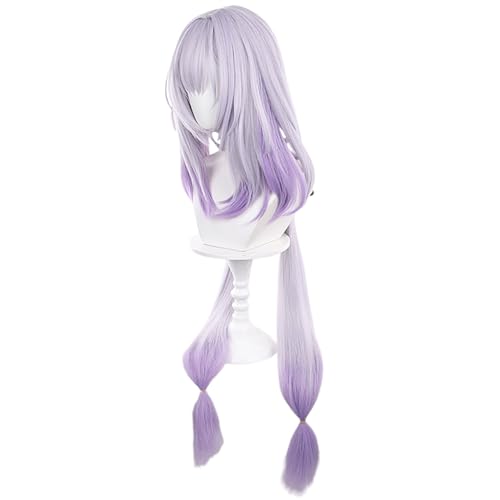 Image of Anime Purple Gradient Wigs with Bangs Women Long Straight Wig with Braid Ponytail COS Game Castorice-Goddess Wigs Halloween,Christmas,Comic con,Game Show,Party