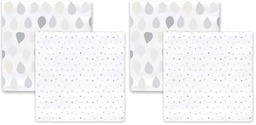 Image of Amazing Baby Silky Swaddle Muslin Blankets, Set of 2, Bamboo Viscose, Drops and Dots, Sterling (Pack of 2)