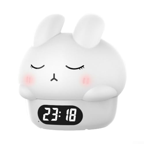 Diseño elegante del reloj despertador multifuncional de luz nocturna que ofrece lectura de temperatura y fácil uso (blanco)
