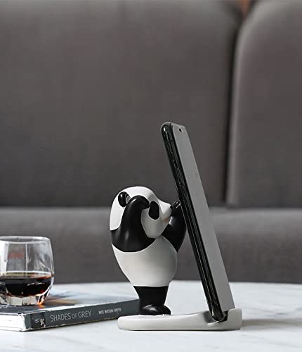 Image of Phone Stand Desk Accessories Resin Panda Figurines Home Decor Decorative Tabletop Ornaments Cute Phone Holder