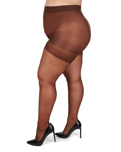 Image of MeMoi Plus Size Curvy Control Top Pantyhose for Women, Comfortable Silky Sheer Pantyhose, Lightweight Womens Stockings