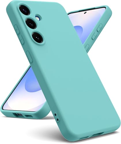 Image of DIZORO Compatible with Samsung S24 FE 5G Back Cover with Upgraded Square Edges for Camera Protection Shockproof Flexible Matte Liquid Silicone Mobile Phone Case Mint