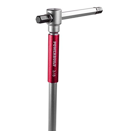 Powerbuilt 8 Pc Sae T-Handle Hex Allen Key Wrench Set W/ Speed Sleeves For Fast Spinning Action, Sliding Top Handle For “T” Or “L” Shape, Long Shafts, Storage Rack, Auto, Bicycle, Moto - 941644 , Red #TOP2