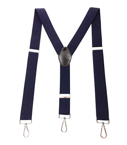 Romanlin Suspenders for Men with Hooks 3 Adjustable Clips Heavy Duty Big and Tall Belt Loops Suspenders Braces (Black)