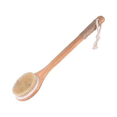 Chikoni Dry Bath Body Brush Back Scrubber with Anti-Slip Long Wooden Handle, Natural Bristles Body Massager, Perfect for Exfoliating, Detox and Cellulite, Blood Circulation, Good for Health Cover