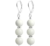 2LIVEfor Perlenohrringe Hängend Silber Tropfen Versilbert Tropfenform Ohrringe Perlen Perlmutt Weiß Creme Ohrhänger Perle (Weiß)