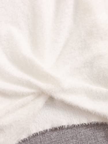 Shenhe Girl's Twist Front Crewneck Long Sleeve Fuzzy Pullover Sweater Jumper Tops White 10Y #TOP3