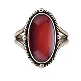 MSJ By Monica Garnet Ring 925 Sterling Silver Handmade Oval Gemstone Ring for Women Designer Statement Jewelry, Promise Ring, Birthstone Ring Gift For Her