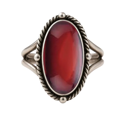 MSJ By Monica Garnet Ring 925 Sterling Silver Handmade Oval Gemstone Ring for Women Designer Statement Jewelry, Promise Ring, Birthstone Ring Gift For Her
