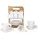 Set di 6 tazze da caffè con piattini su supporto, porcellana, 80 ml, set di tazze da caffè espresso, set da tè per 6 persone