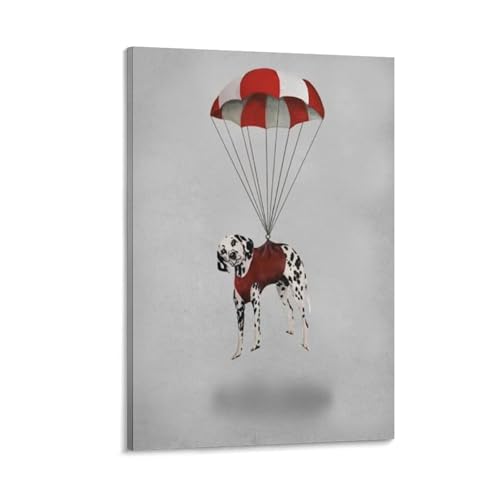 Poster abstrait de qualité supérieure avec motif chien parachute 40x60cm
