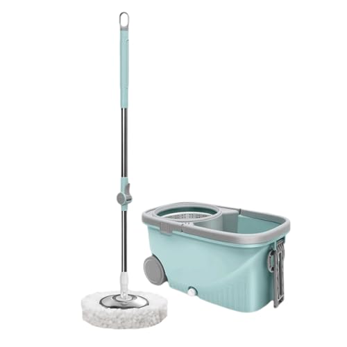 SUREK Reutilizable Fregona portátil de Acero Inoxidable con 2 Cabezales, fregona y Cubo versátiles con función de escurrido, fregona de Limpieza Extensible Desmontable