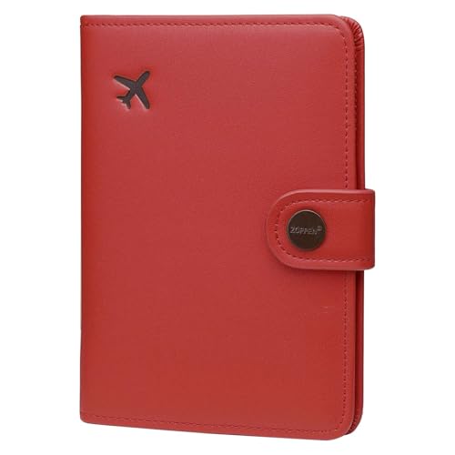 Image of ZOPPEN Passport Holder RFID Blocking Travel Wallet, Scarlet Red | Passport Cover with Multiple Card Slots, Water-Resistant & Easy-Carry, Must-Have Travel Accessory for Men & Women.