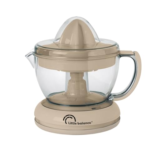 LITTLE BALANCE 8832 Little Juice, exprimidor eléctrico de gran capacidad 0,7 L, doble rotación, 2 conos intercambiables, formato compacto, 40 W, Beige