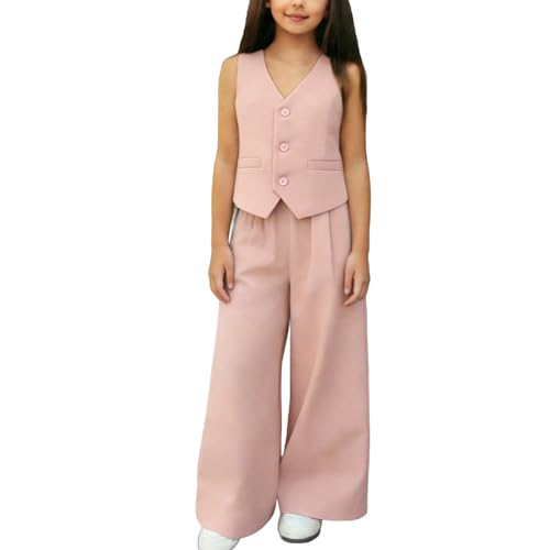 Ensemble fille pour l'école et fêtes avec blazer sans manches chic