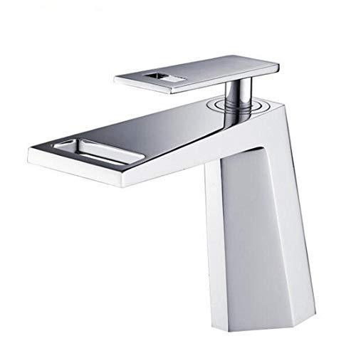 Mitigeur de lavabo cascade chromé monotrou pour eau chaude et froide de salle de bains