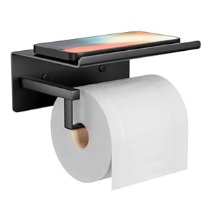 Black Toilet Roll Holder Wall-Mounted – Toilet Roll Holder Self Adhesive, Toilet Roll Holder Black, Toilet Paper Holder, Stick On Toilet Roll Holder, Toilet Roll Holder With Shelf, Stainless Steel