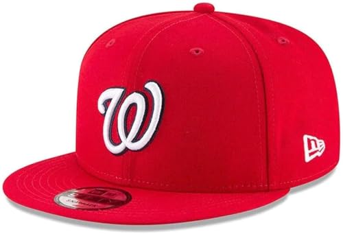 New Era Unisex-Adult MLB 9Fifty Team Color Primary Logo Adjustable Snapback Hat Cap One Size Fits All - Washington Nationals Red