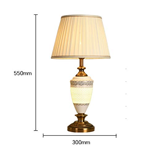 Proste dekoracyjne lampy stołowe, materiałowa obudowa, ceramiczny korpus lampy, miedziany stojak, kreatywny