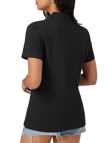 MAGCOMSEN Women's Polo Shirts Cotton Short Sleeve V-Neck Collared Tops Golf Shirt Work Casual Summer Tee2