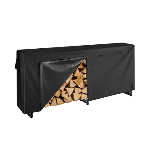 Image of VEVOR Firewood Rack with Waterproof Cover, 8.4 ft Outdoor Firewood Holder, 1 /2 Cord Storage Metal Log Holder, 660lb Max Weight Capacity, Top Covered, Powder-Coated Wood Storage Rack for Fireplace Deck