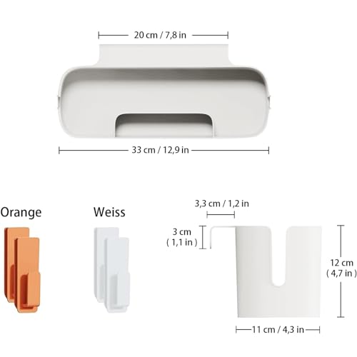 Huamirra Bett Organizer zum Einhängen, Bett Organizer zum Einhängen mit Haken, Hängebett Organizers Aufbewahrungskorb, Robuste Nachttisch Caddy, für Familie, Wohnheim, Büro, Weiß