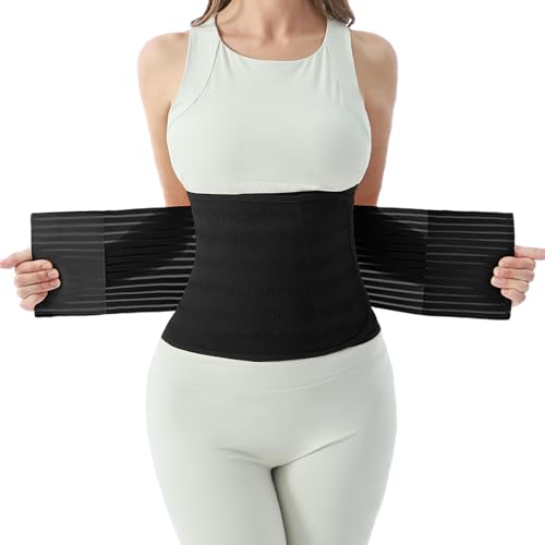 Image of Postpartum Belly Band for Women: Abdominal Binder Post Surgery Compression Support Belt - Waist Trainer Girdle C Section Wrap