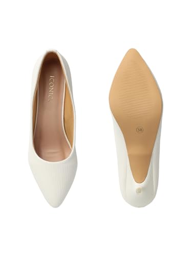Image of Iconics Women's Textured Pointed Toe Kitten Heel Pump
