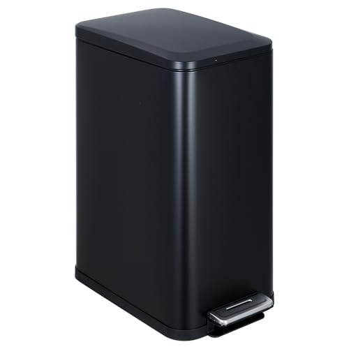 Caneca de basura rectangular 13 galones acero negro