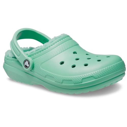 Image of Crocs Unisex-Adult Classic Lined Clog | Fuzzy Slippers, Jade Stone, 6 Men /8 Women