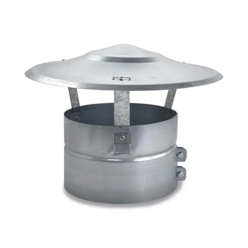 CAEXVEN Sombrerete Chimenea 120mm Antilluvia Galvanizado - Sombrero Fijo para Tubos y Conductos - Caperuza Antipajaros Estufa Leña - Serie Lisa y Helicoidal