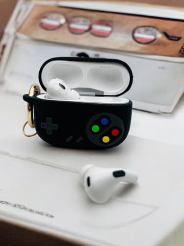 Image of SE HUB AirPods Pro 2 Case Compatible with Mag-Safe, Silicone Airpods Pro 2nd Generation Game Case with (Ring Carbaner and Hand Strap Included) 360 Protective Airpods Pro 2 Case (Game Pad) | Black