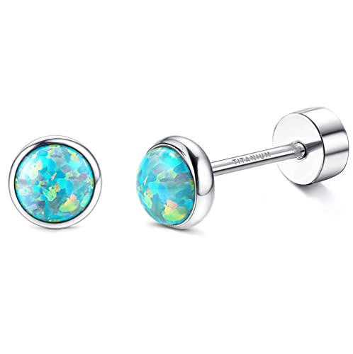 JeryWe G23 Titan Opal Ohrstecker für Damen Mädchen Implantat...