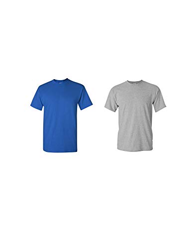 Camiseta masculina adulta Gildan de algodĂŁo pesado, pacote com 2, Royal/Sportsgrey, Medium