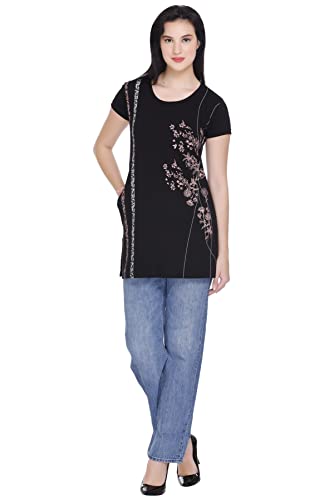 Image of Plush Women's Long Printed Cotton Round Neck Half Sleeve T-Shirt /Tshirts (DPL-PT-001)