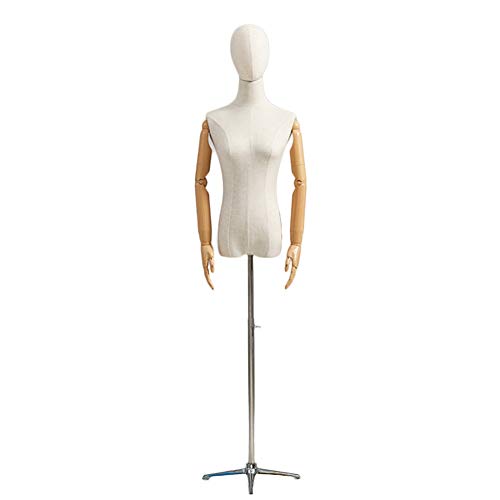 DFEDHF Female Mannequin Torso Body Dress Formh Arms & Metal Tripod Stand - Height Adjustable 57-70 Inch for Clothing Display(Silver M)
