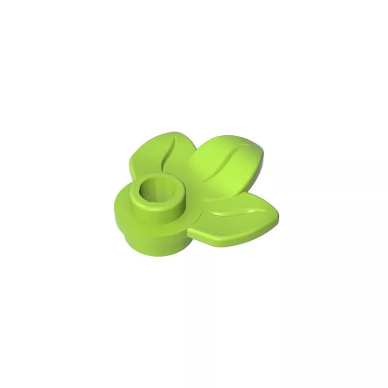 32607 Ornaments Plant, Plate 1x1 Round with 3 Leaves 50 Pieces GDS-1576 Compatible with Lego Building Blocks Color:Lime โ image 1
