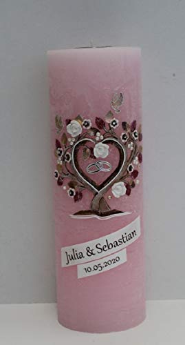 XXL Rustic Vintage Rosa mit Teelichteinsatz 30 x 10 DREI Rosen Baum mit Namensverzierung und Geschenkkarton