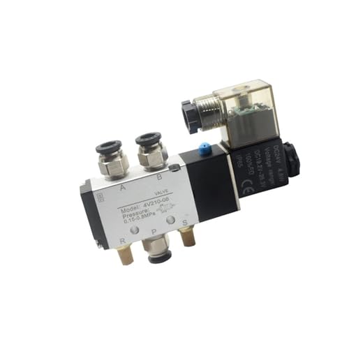 AXZWCEIGZ 4V310-15 2-Positionen-5-Wege-4V310-10 12V 24V 110V 220V Luftventil Pneumatikventil Luftmagnetventil Elektrisches Magnetventil (mit 8-mm-Anschluss, DC12)